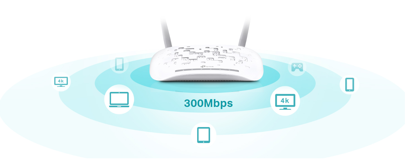 مودم روتر VDSLADSL بی سیم N300 تی پی لینک مدل TD-W9970