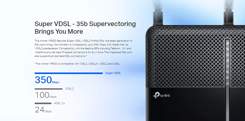 مودم روتر VDSLADSL بی سیم AC2100 تی پی لینک مدل Archer VR600