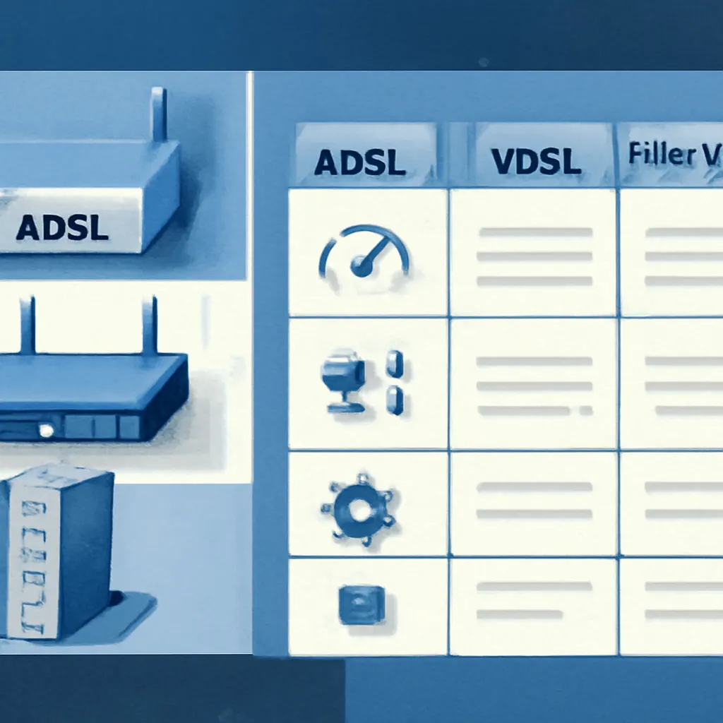 مقایسه مودمهای مخابرات جدول مقایسه مودمهای ADSL، VDSL و فیبر نوری مخابرات