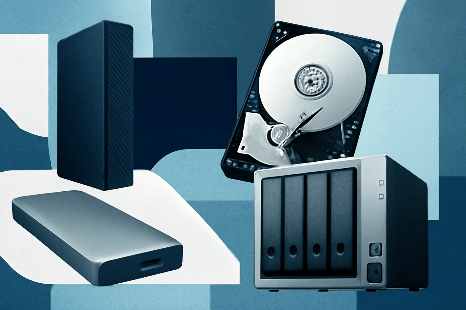 تصویر شاخص انواع هارد دیسک و SSD